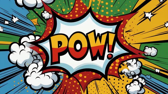 A comic book style explosion graphic with the word 'POW!' prominently displayed.
