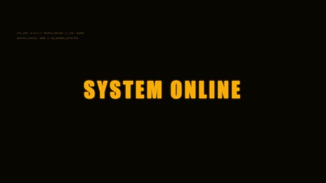 System online digital hud interface animation with cyberpunk tech and data loading text for futuristic sci-fi ui motion 4k