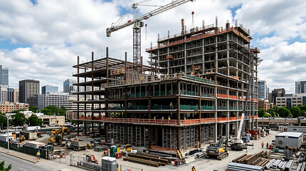Fototapeta premium Modern high rise building under construction in city 1.