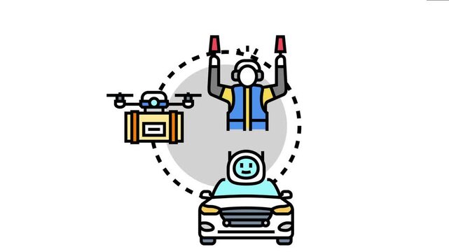 Air traffic controller directing aircraft and drones, complex route management, logistics planning, and future transportation solutions in urban and aerial networks