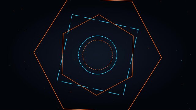 Orange Neon Triangle Tunnel Motion Background Rotating Geometric Light Shapes
