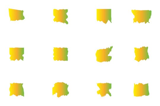 Color gradient maps of us states illustration isolated on white background