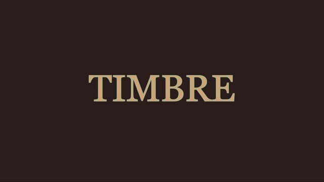 Timbre word typography animation on dark 4k background, for music and, audio branding