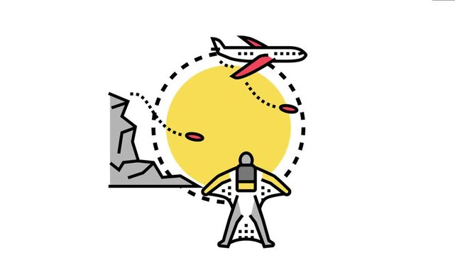 Wingsuit flyer engaging in extreme sports, soaring through the sky with an airplane above, representing concepts of adventure, freedom, and aerial travel