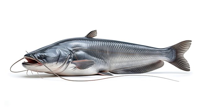 Fresh whole raw catfish isolated on white background.
