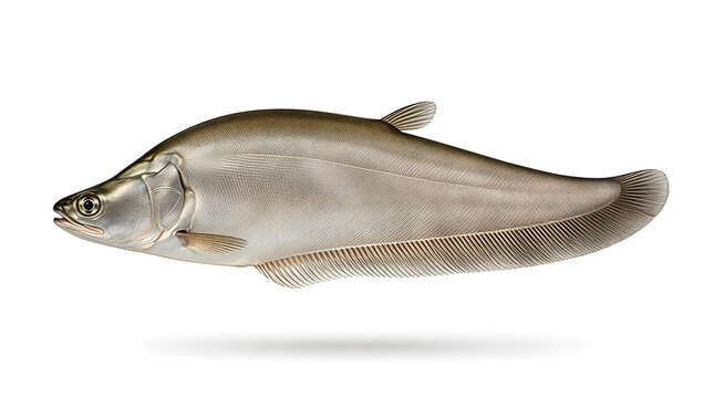 Isolated bronze featherback fish on a clean white background.