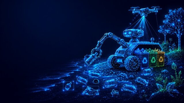 Futuristic digital rendering of agricultural technology and forestry management.world ozone day with agriculture forestry technology harvesting automation robotics.world ozone day