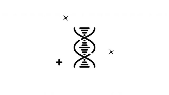 Simple dna icon animation transparent background with black monochrome double helix vector for biology science. Perfect for scientific presentations, educational materials, and healthrelated designs.
