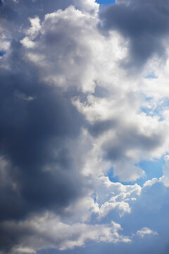 High clouds in the summer sky. Sky background. Meteorological observations of the sky.