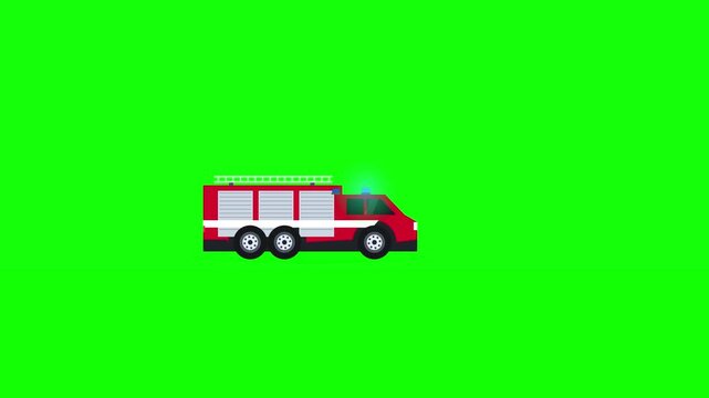 Urban Fire Truck with Green Screen Background