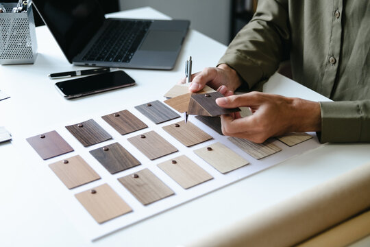 Specialist work with laminate wood materials for decoration