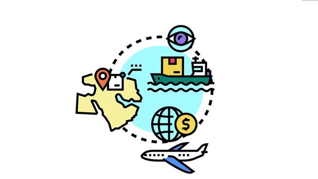 Global logistics tracking concept an integrated supply chain system for efficient freight delivery across air, sea, and land routes, connecting destinations worldwide