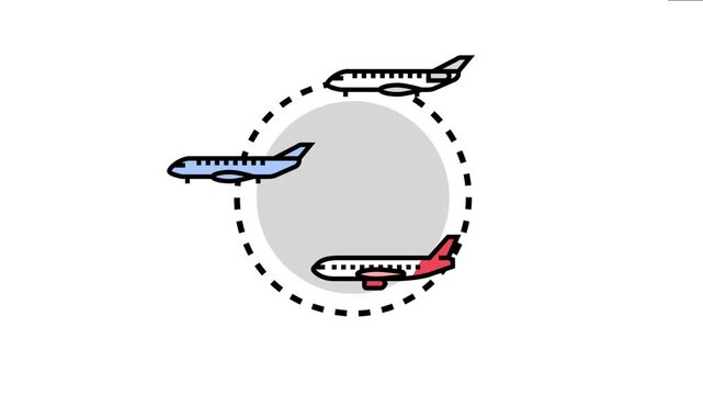 Air traffic control system displaying potential wake turbulence areas around an airplane, ensuring airspace safety and alerting other flying aircraft to maintain safe separation distances