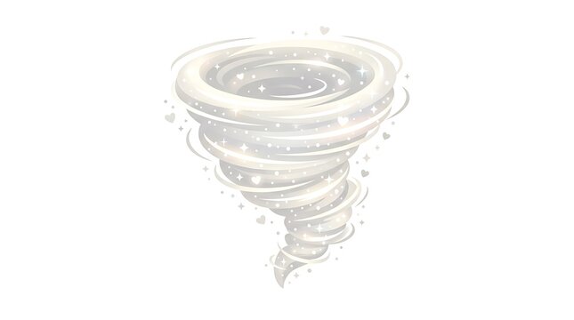Magical Sparkling White Tornado with Stars and Hearts