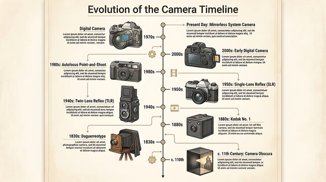 History of camera evolution timeline from antiquity to present day
