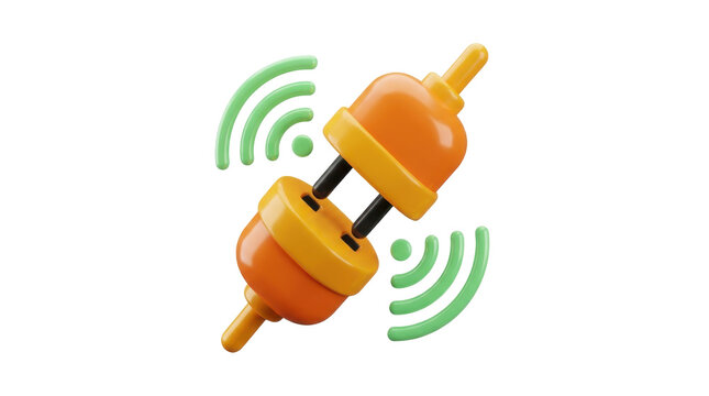 Electric power plug set icon with wifi signal overlay representing wireless smart home connectivity and remote energy management systems.