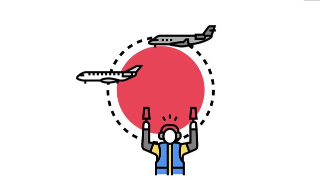 Business airplanes representing premium corporate flights and travel, with a ground crew member guiding movements at the airfield