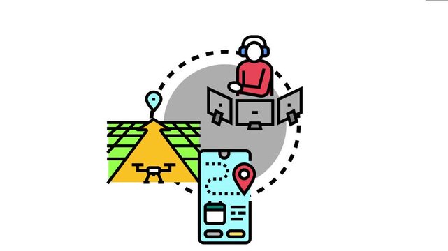 Air traffic controller monitoring drone flight routes and managing alerts, with a mobile application displaying real time tracking and navigational information for aviation safety