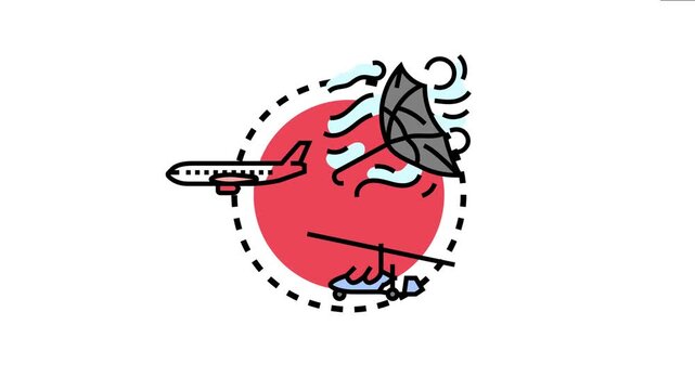 Aviation safety concept an alert for wingtip trailing vortices generating turbulence for other aircraft, emphasizing safe flight separation distances and potential dangers