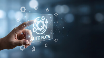 Obraz premium Digital AI automation workflow concept showing intelligent process management and futuristic business technology