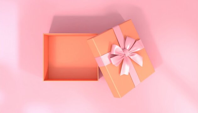 Gift box with pink ribbon opened.