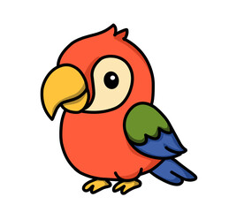 Cute colorful parrot cartoon vector illustration