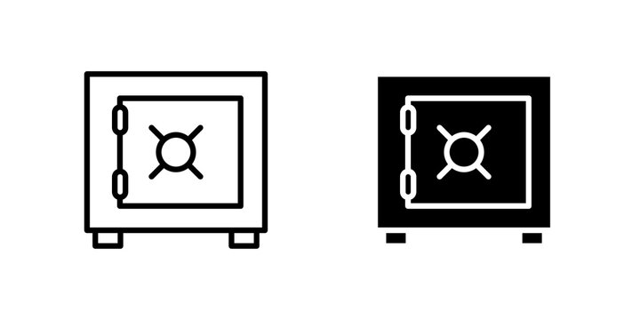 Secure vault icon thin pictograms set