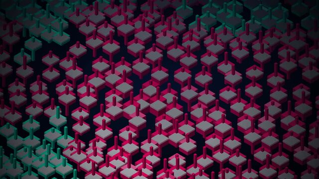 Abstract Isometric Cubes Forming a Futuristic Digital Grid in a Dark Space Illustration