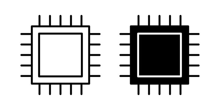 Semiconductor icon thin pictograms set