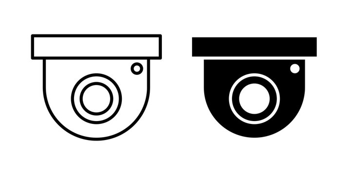 Dome cctv camera icon thin pictograms set