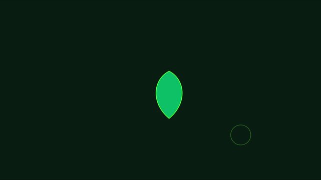 Minimalist green leaf animation with moving circle on dark 4k background, motion circle dark background