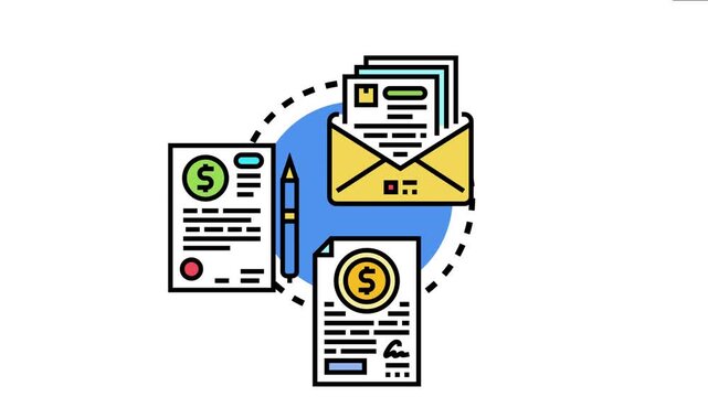 Business document icon creating a process of aligning legal papers, reviewing corporate agreements, and analyzing financial legislation for important negotiations