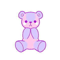 Fototapeta premium Cute pink and purple teddy bear illustration