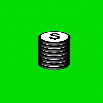 Stack of Coins: A digital illustration depicting a stack of metallic coins, each imprinted with a dollar sign, against a vibrant green background, symbolizing wealth and financial prosperity.