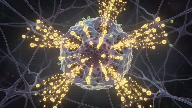 Antibody attacking a virus cell animation