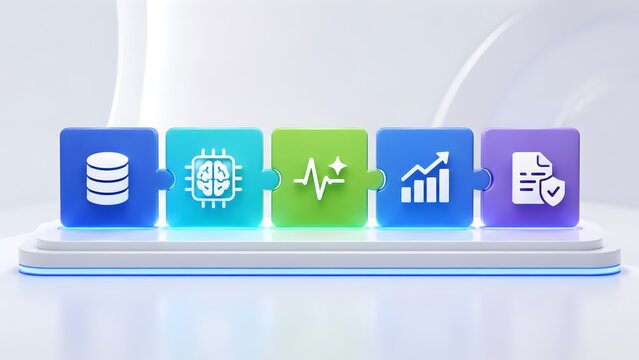 Integrated data management pipeline showcasing AI processing, robust analytics for business growth, and secure document handling within digital transformation strategies.