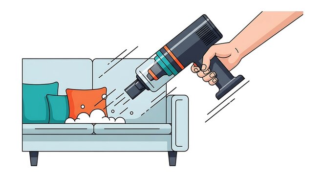 Premium Handheld Cordless Vacuum Cleaner Flat Vector Illustration