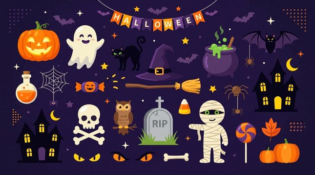 Halloween holiday elements collection
