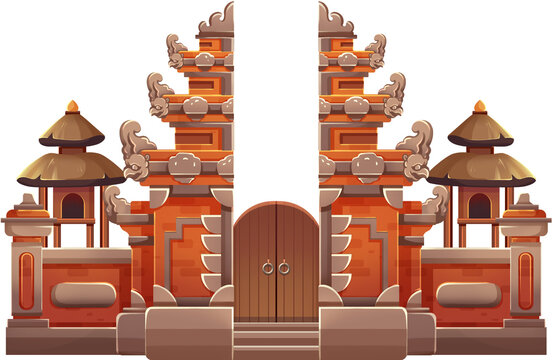 Balinese Temple Entrance Illustration