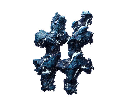 Blue stone left angle bracket and right angle bracket isolated on transparent background