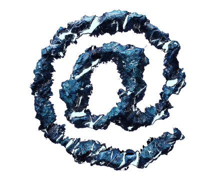 Blue stone ampersand isolated on transparent background