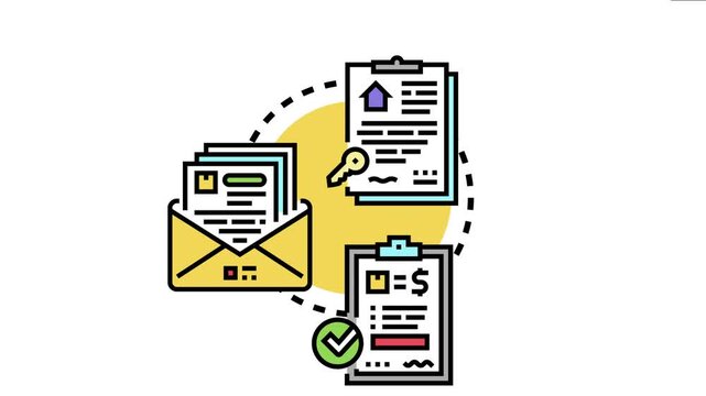 Concept the process of reviewing, updating, and confirming an agreement, involving document exchange, financial considerations, and final approval for business and property transactions