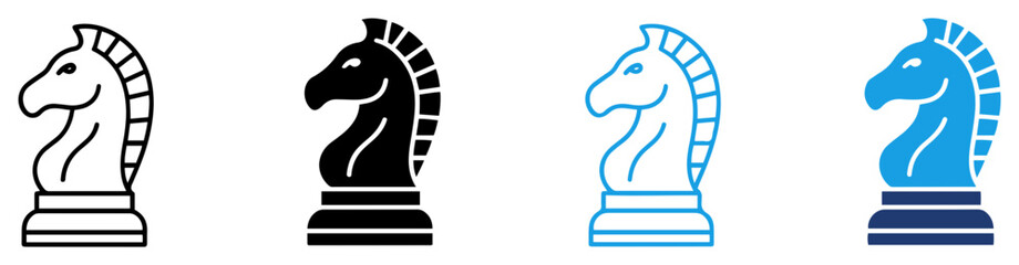 chess knight strategy and planning icons © graphenitix