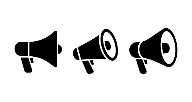 megaphone icons set speaker loudspeaker announcement communication vector illustration