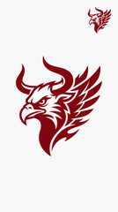 Naklejka premium Ferocious griffin eagle hybrid mascot head in red.