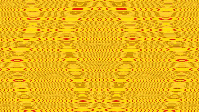 Abstract yellow and red geometric pattern with concentric oval shapes