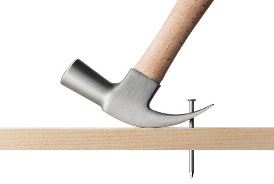 Claw Hammer Pulling a Nail from a Piece of Wood