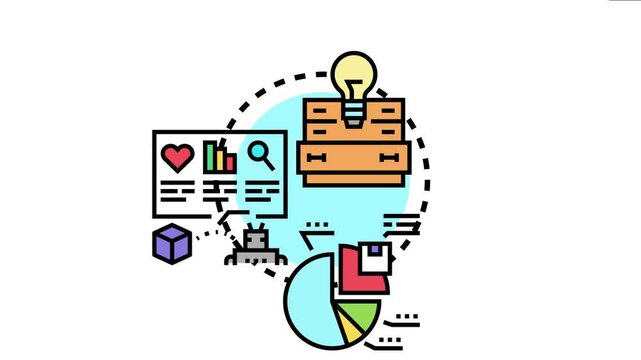 Concept depicting various elements of data analysis, problem solving, and strategic thinking, combining insights from statistical charts with new ideas for business development