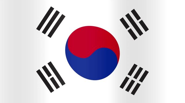 South Korea National Flag Waving in a Seamless Loop Animation