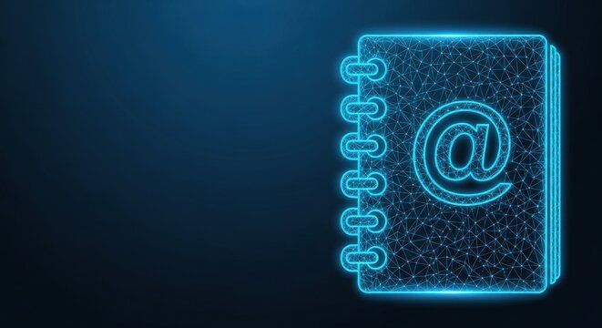 Digital Contact Address Book Network Icon Representing Information and Connection